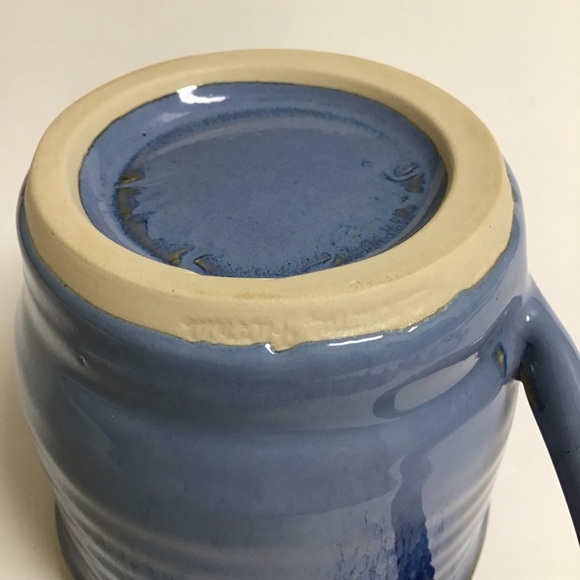 Studio Art Pottery Coffee Mug SIGNED Blue Twist Handle Stone Melbourne Florida - Picture 13 of 15